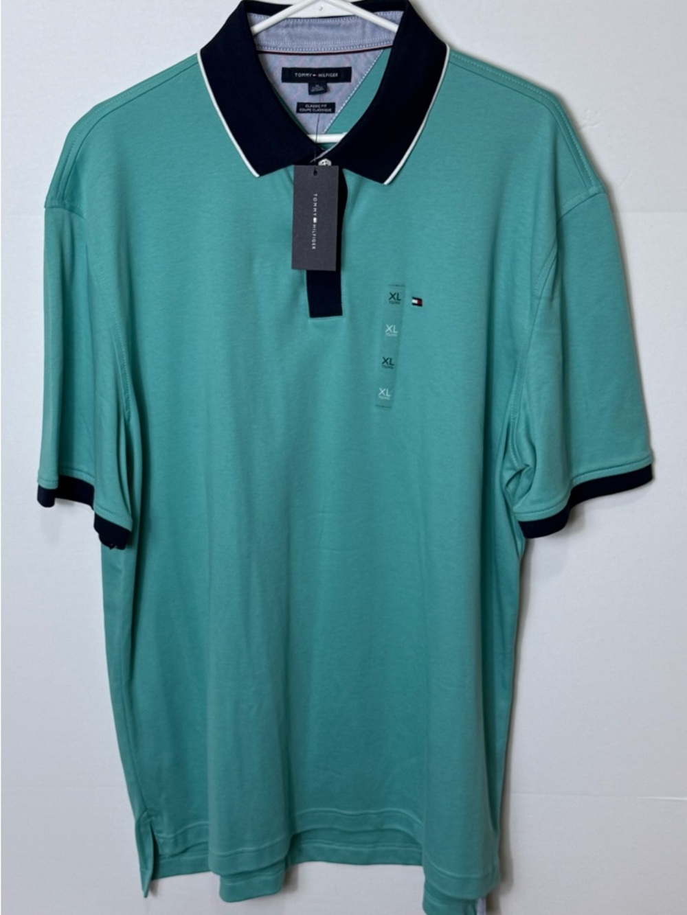 Tommy Hilfiger Men's Teal Polo with Navy Trim